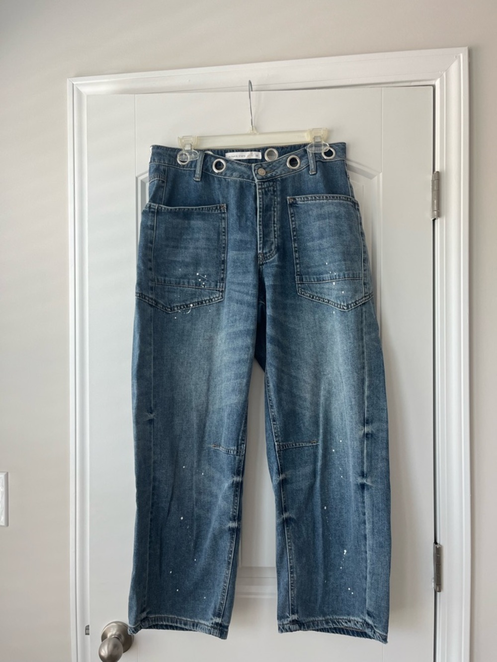 Altar'd State Womens Medium Blue Relaxed Barrel Denim Jeans